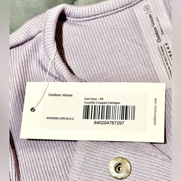 *NWT* Outdoor Voices OV CozyRib Cropped Cardigan Earl Grey Lavender Purple XS - Picture 4 of 7